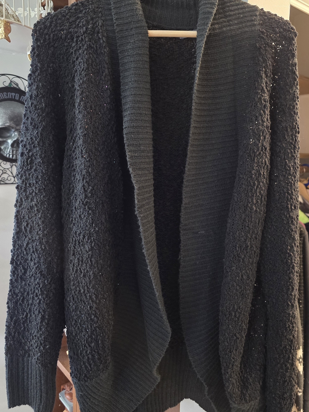 Cozy Black Open-Front Women's Cardigan Sweater